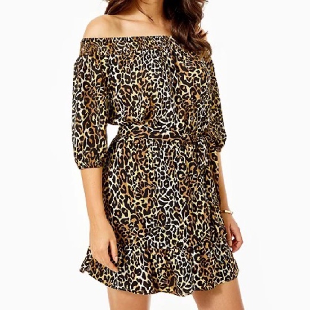Lilly Pulitzer Rochelle Off-The-Shoulder Romper in Onyx My Favorite Spot